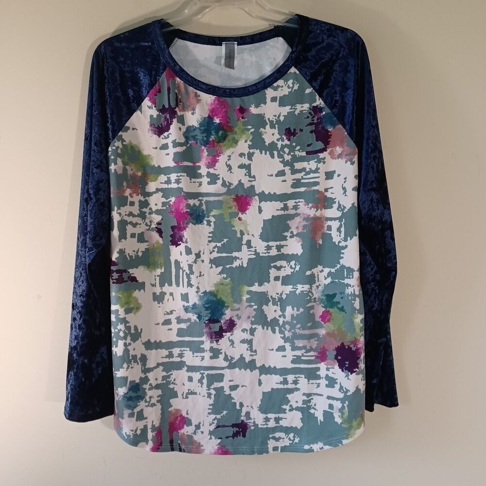 Honeyme Raglan Tee XXL Velvet Sleeve 3/4 Sleeve Colorful Casual Soft Stretch